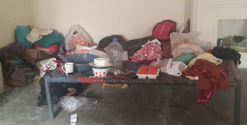 Grocery stored on bed due to no shelf or cupboard availability : Photo by News lens Pakistan/