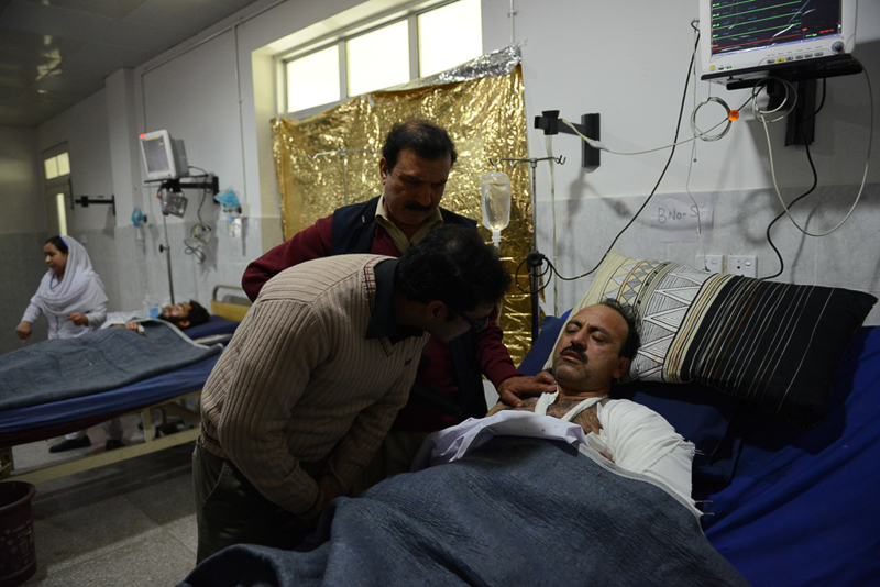 Victims of the attack, at the Lady Redding Hospital, Peshawar Ghulam Dastageer