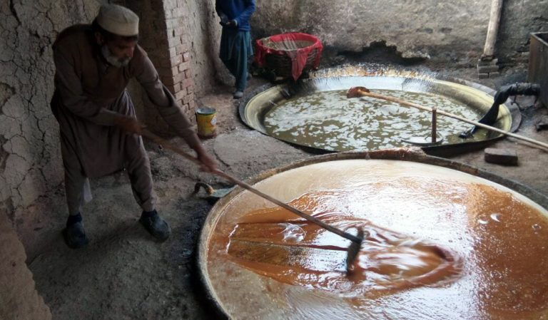 Jaggery (Gurr) making is still a substitute of sugar industry in KP