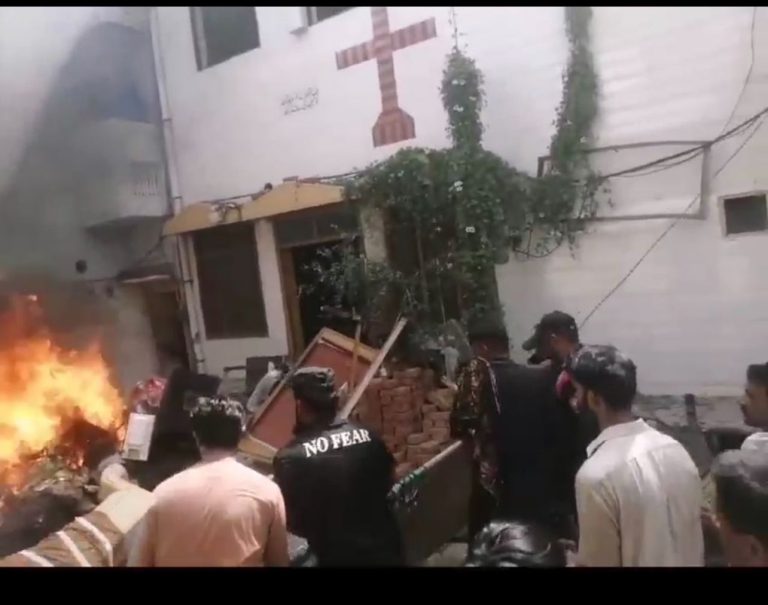 Angry Mob Torched Several Churches Against Blasphemy